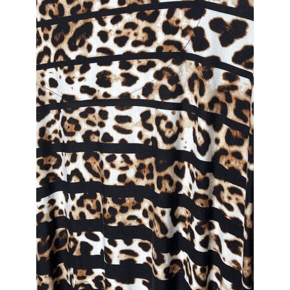 Ruby Rd Leopard Stripe Long Sleeve Top M Black Brown Sequin Detail Animal Print - Picture 12 of 12